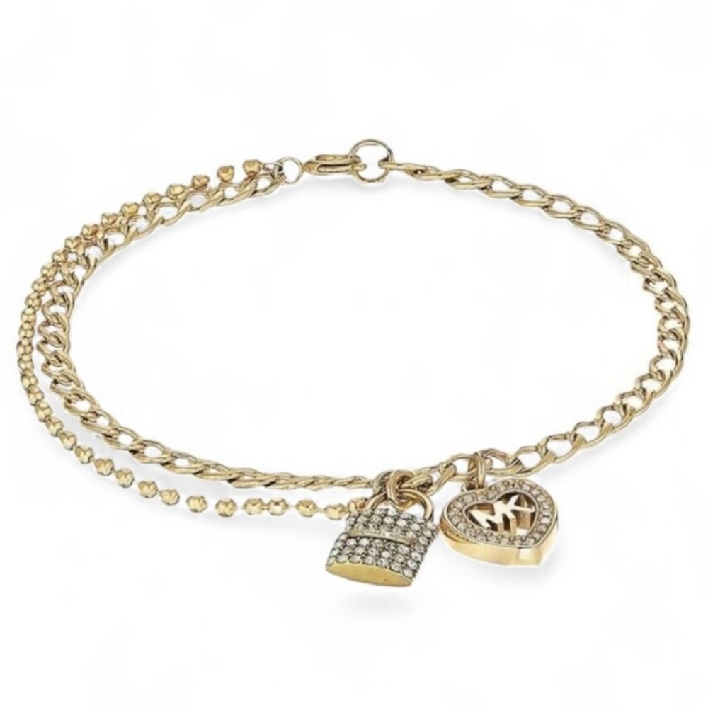MICHAEL Michael Kors Heart and Lock Stainless Steel Gold-tone Bracelet